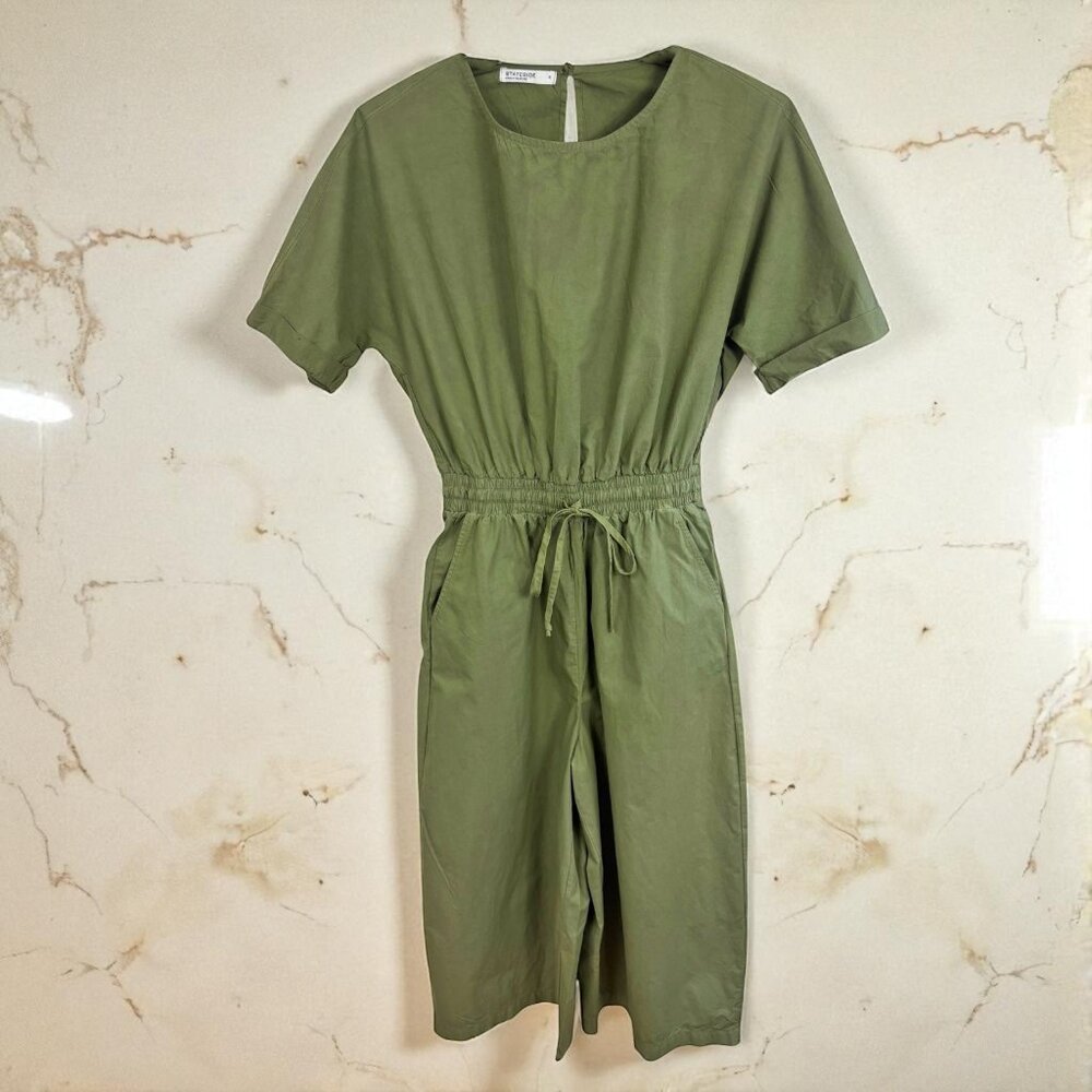 Anthropologie Stateside Olive Cotton Crop Wide Leg Jumpsuit